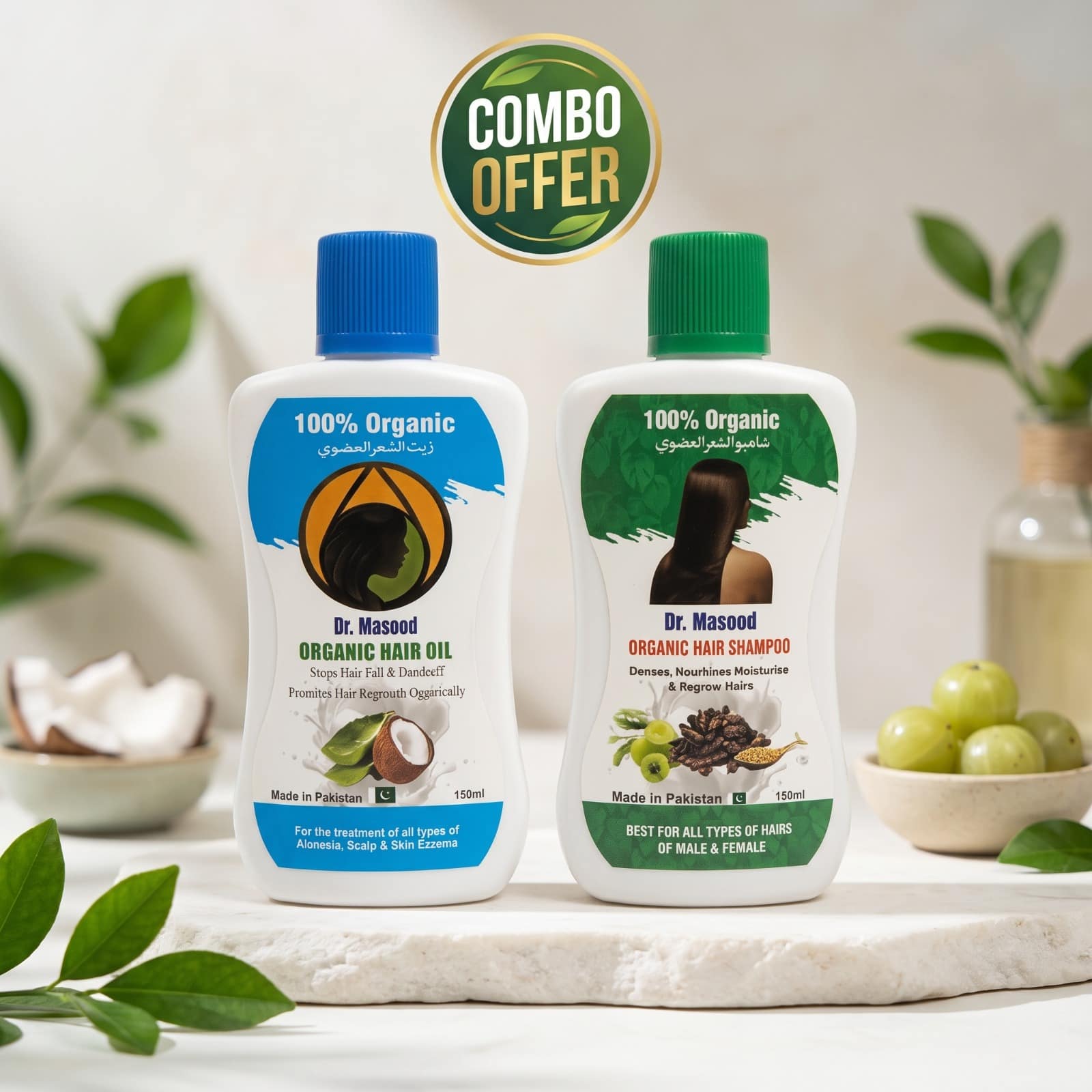 Dr Masood Organic Hair Oil & Shampoo Combo